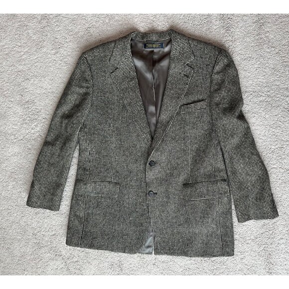 Brooks Brothers Mens Camel Hair Tweed Blazer Sport Coat Size 44 /XL? Houndstooth - Picture 2 of 16